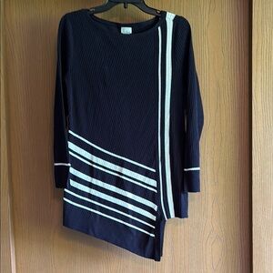 Chico's Navy and Cream Textured Dress